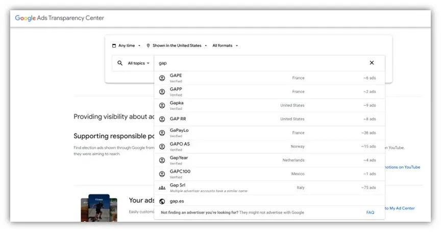Google Transparency Center
