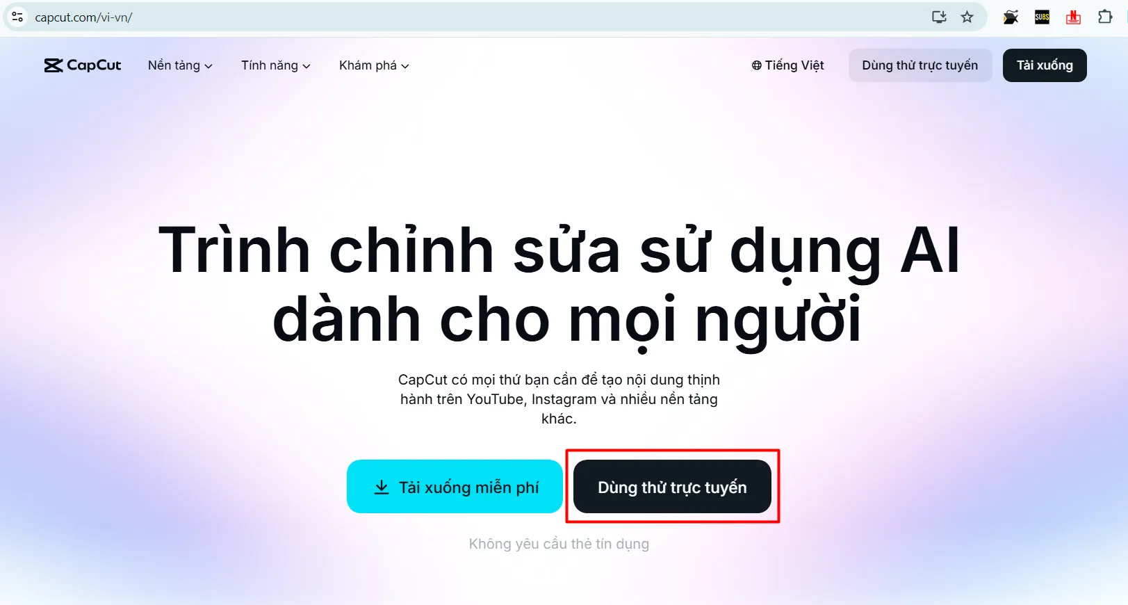 Đăng Nhập Capcut Trên Trình Duyệt Web