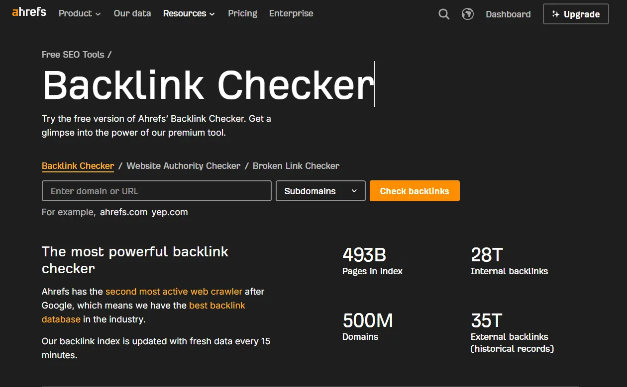 Công cụ kiểm tra backlink Ahrefs