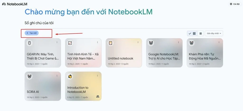Tạo Project (Dự án) mới